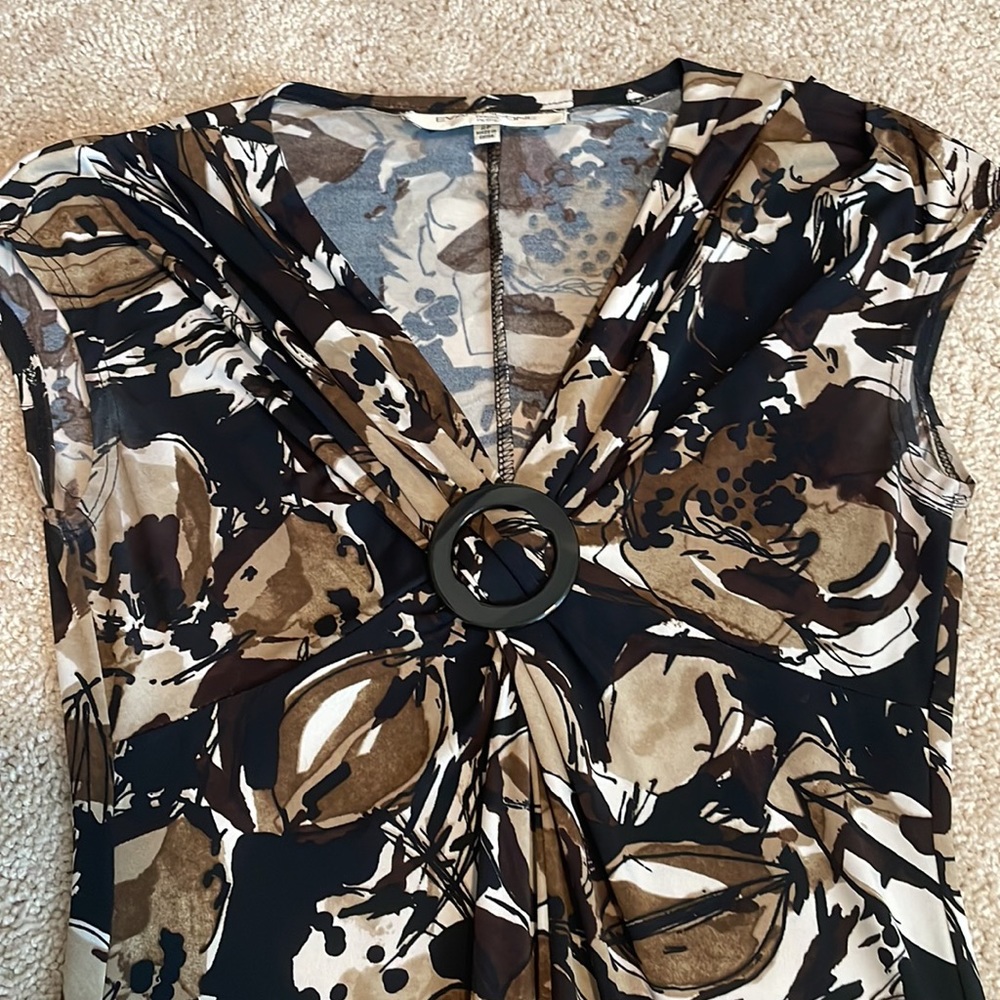 Black and brown knot-front midi dress - Picture 2 of 5